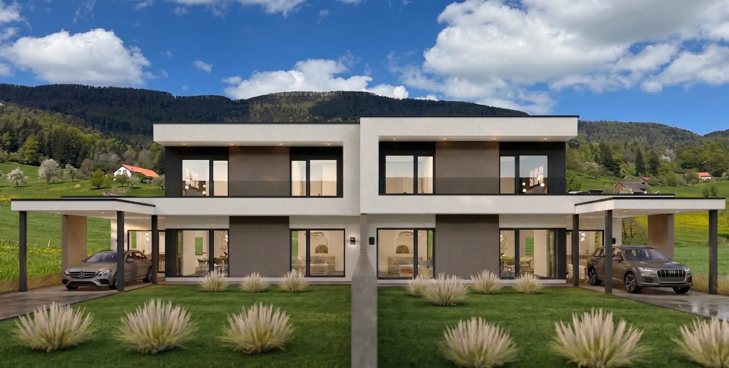 Doppeleinfamilienhaus mit Carports
